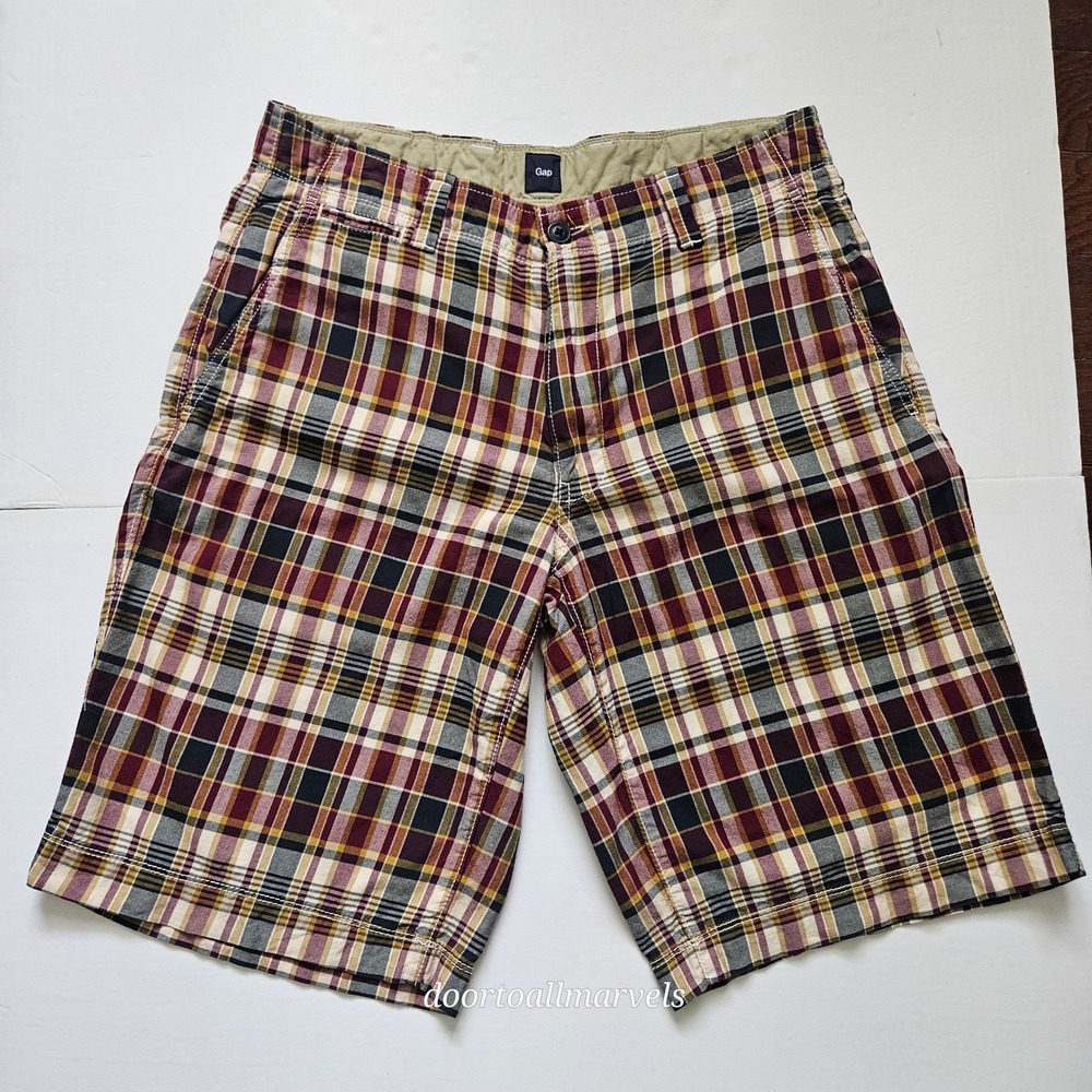 Gap Men's 32 Plaid Bermuda Shorts Cotton Madras Vtg-Inspired Preppy Ivy Style